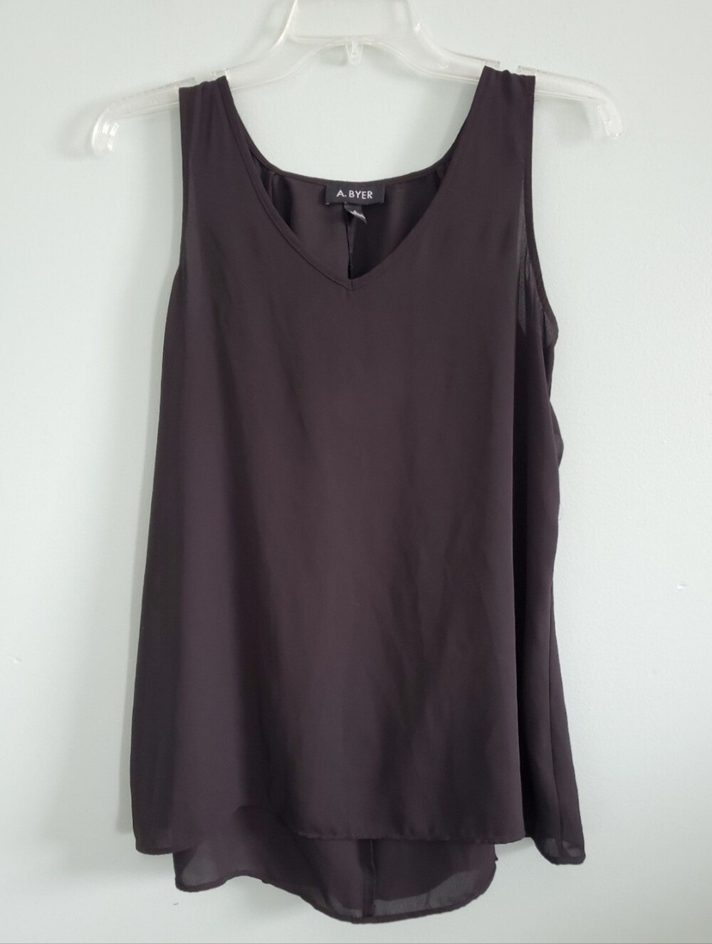 A. Byer Black Layered V-Neck Chiffon Camisole